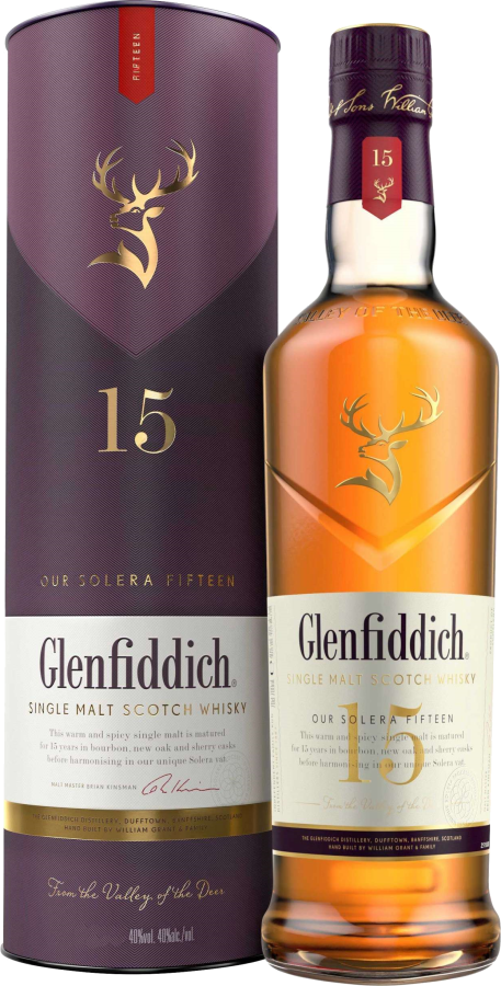 Glenfiddich 15 Cases and Year Bottles Speyside Malt Single Solera Old Lit Scotch - Reserve